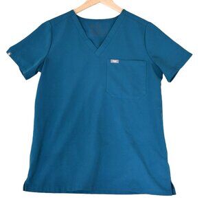 Figs Technical Collection One Pocket Scrub Top Size S Teal Blue Medical Corewear